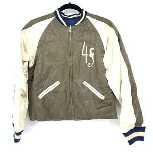 45 Revolutions Per Minute Men's Approx Sz S Bomber Jacket Embroidered Reversible